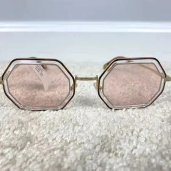 Chloe tally 53 MM Octagon Sunglasses in Havana/Azure/Pink BOUTIQUE main image 6
